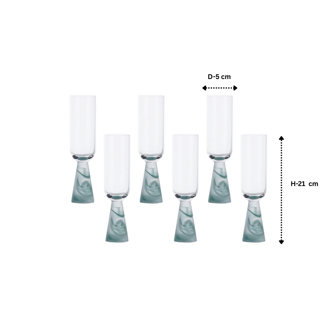 Champagne Glass with Stem Green(Set of 6)