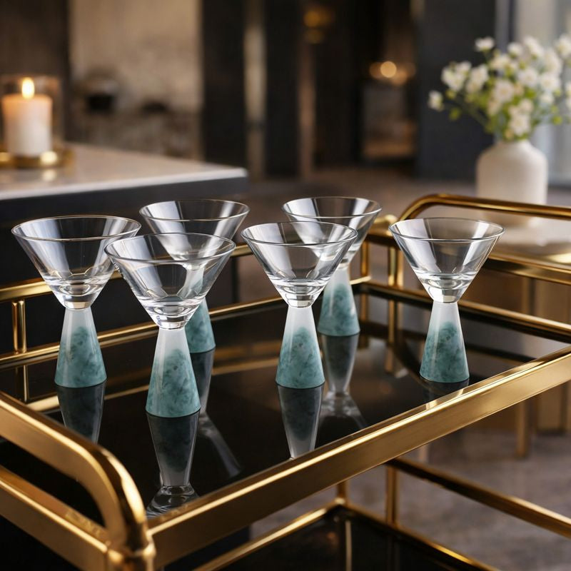 Martini Glass with Stem Green (Set of 6)