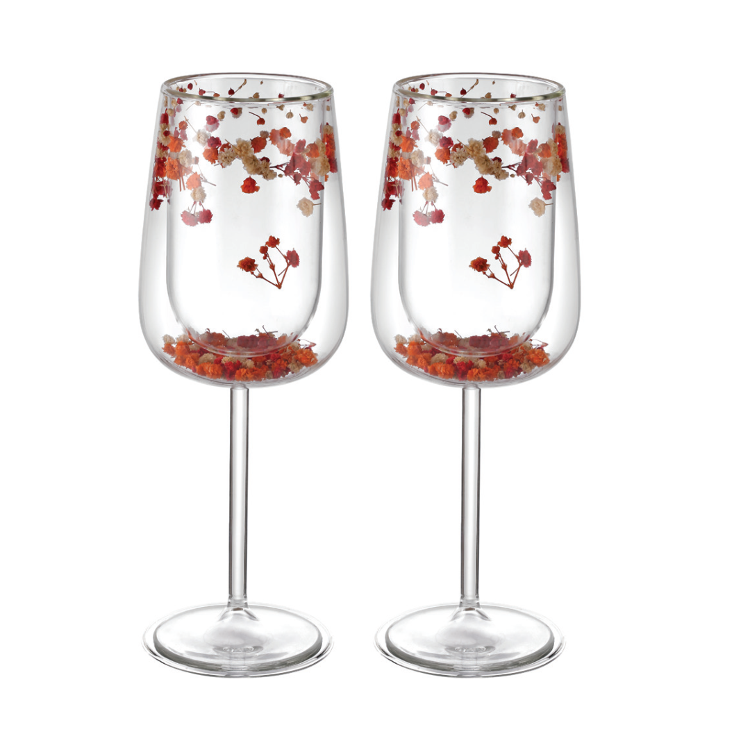 Flower Wine Glass Orange (Set of 2)