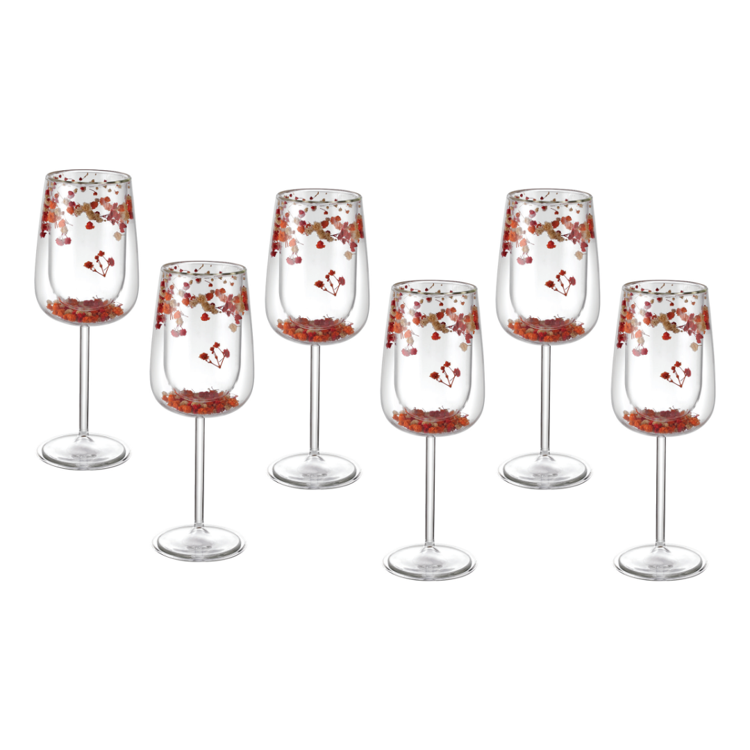 Flower Wine Glass Orange (Set of 6)