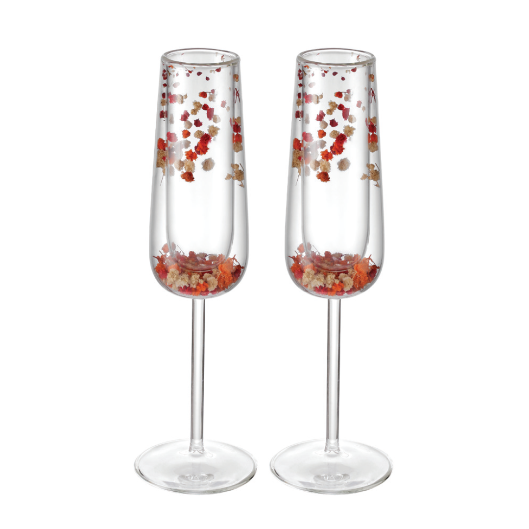 Flower Champagne Glass Orange (Set of 2)