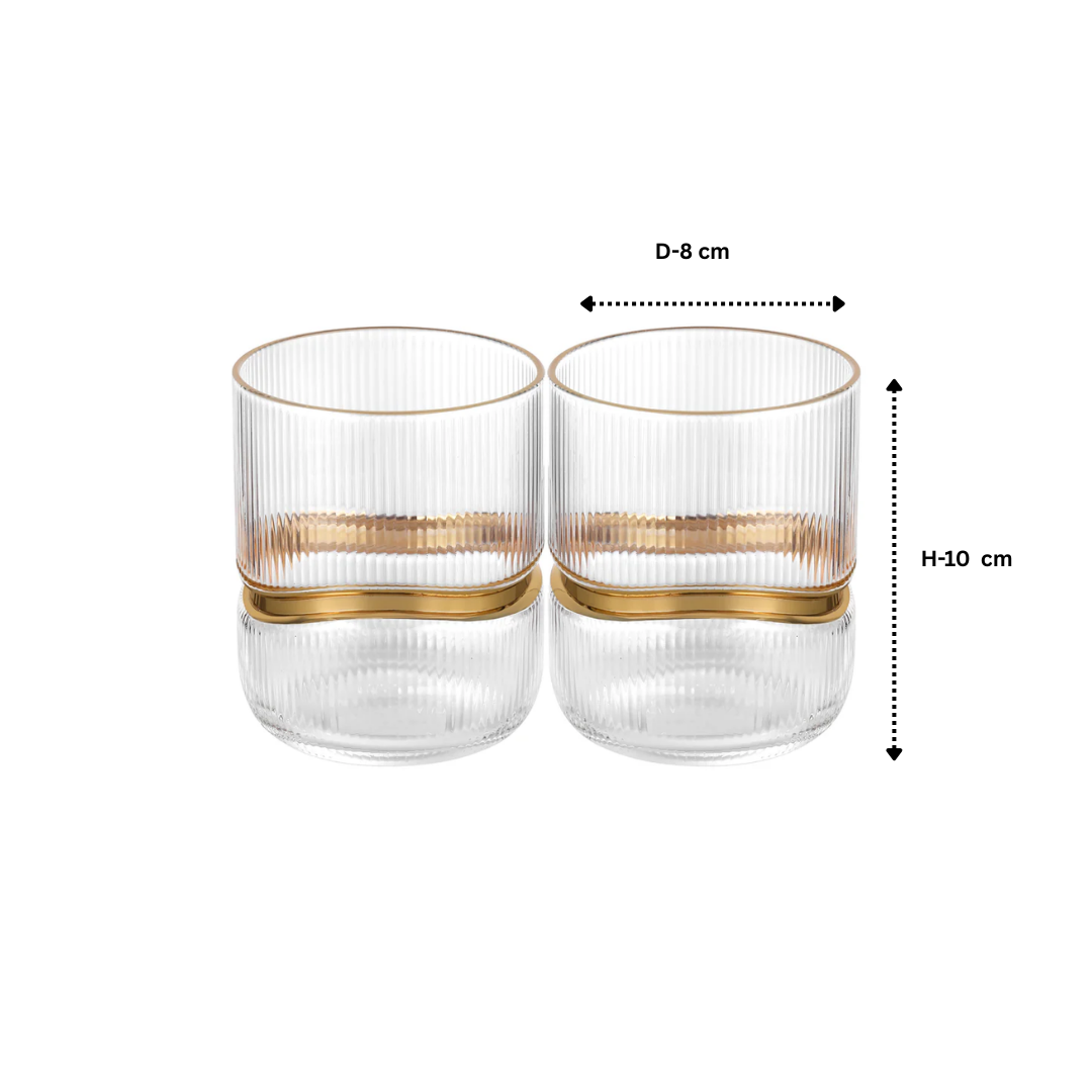 Dof Glass with Gold Ring (Set of 2)