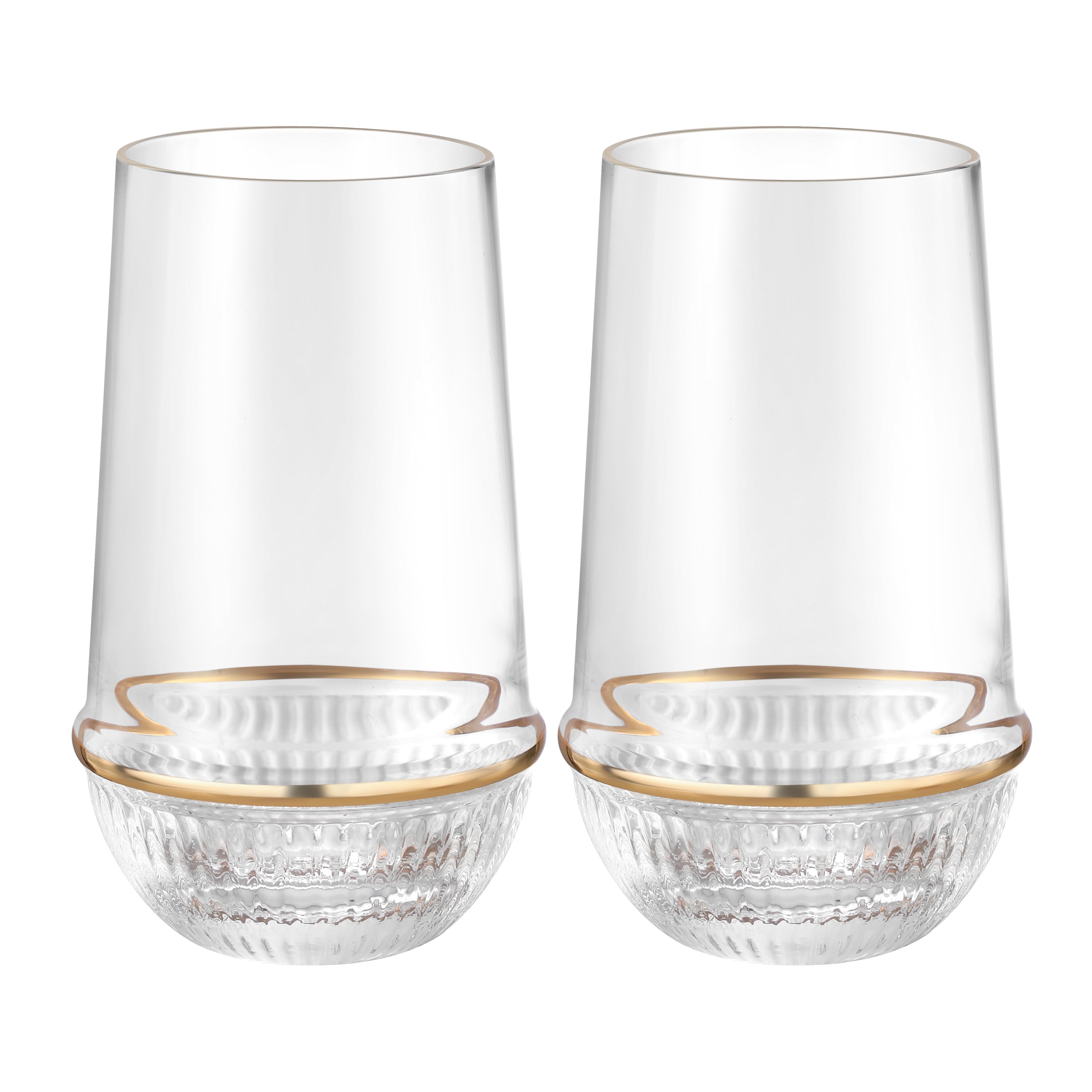 Round Glass Tumbler with Gold Ring (Set of 6)