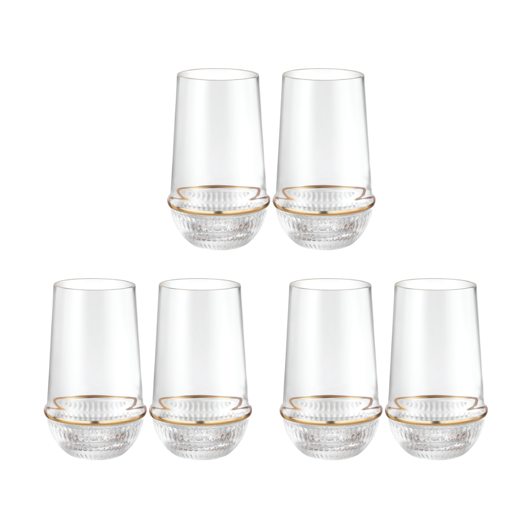 Round Glass Tumbler with Gold Ring (Set of 6)