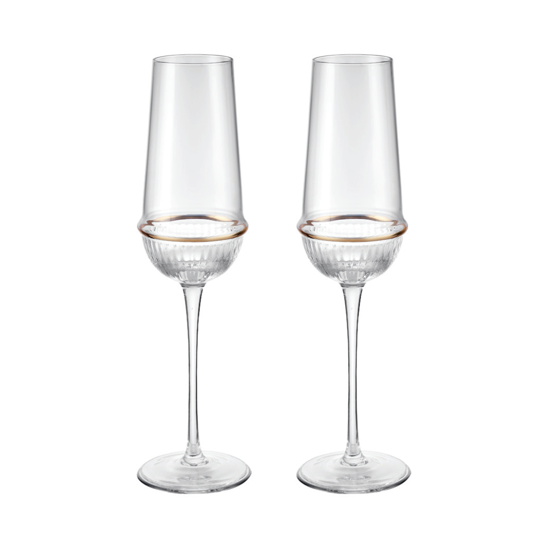 Round Champagne with Gold Ring (Set of 2)