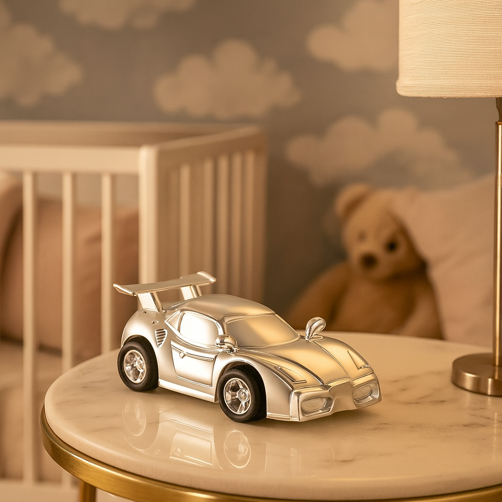 RACING CAR MONEY BANK SIL.COL.