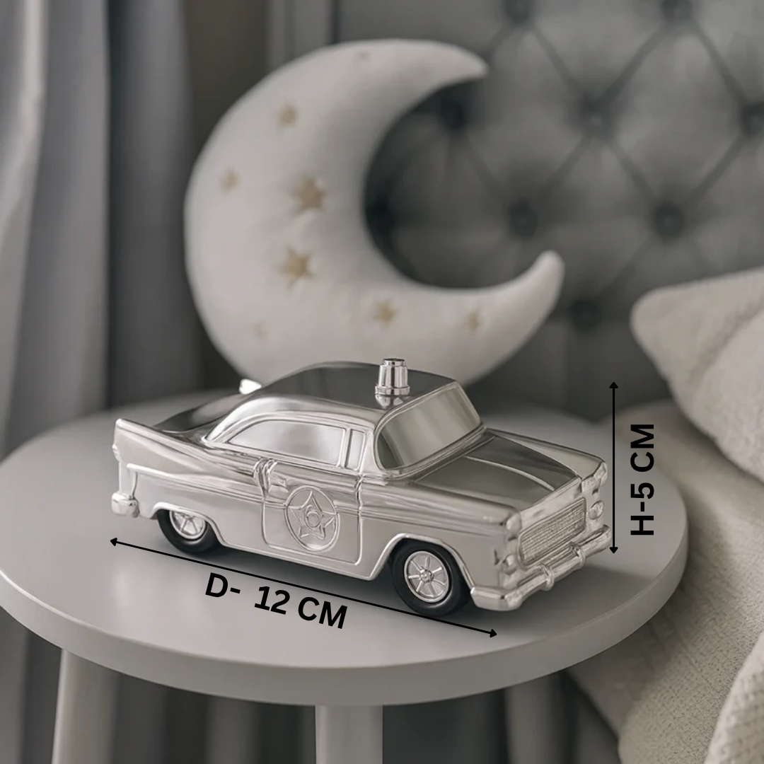 Silver Police Car Money Bank