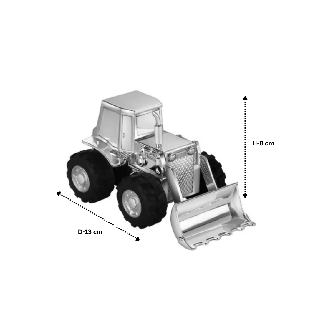 Silver Bulldozer Money Bank