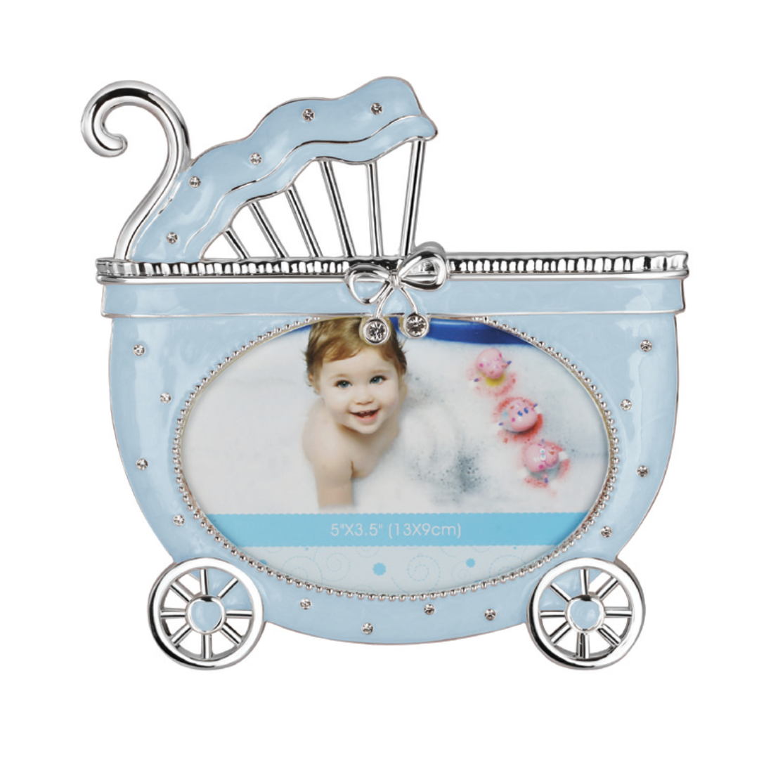 BABY CARRIAGE PHOTOFRAME BLUE