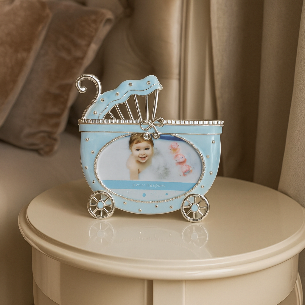 BABY CARRIAGE PHOTOFRAME BLUE