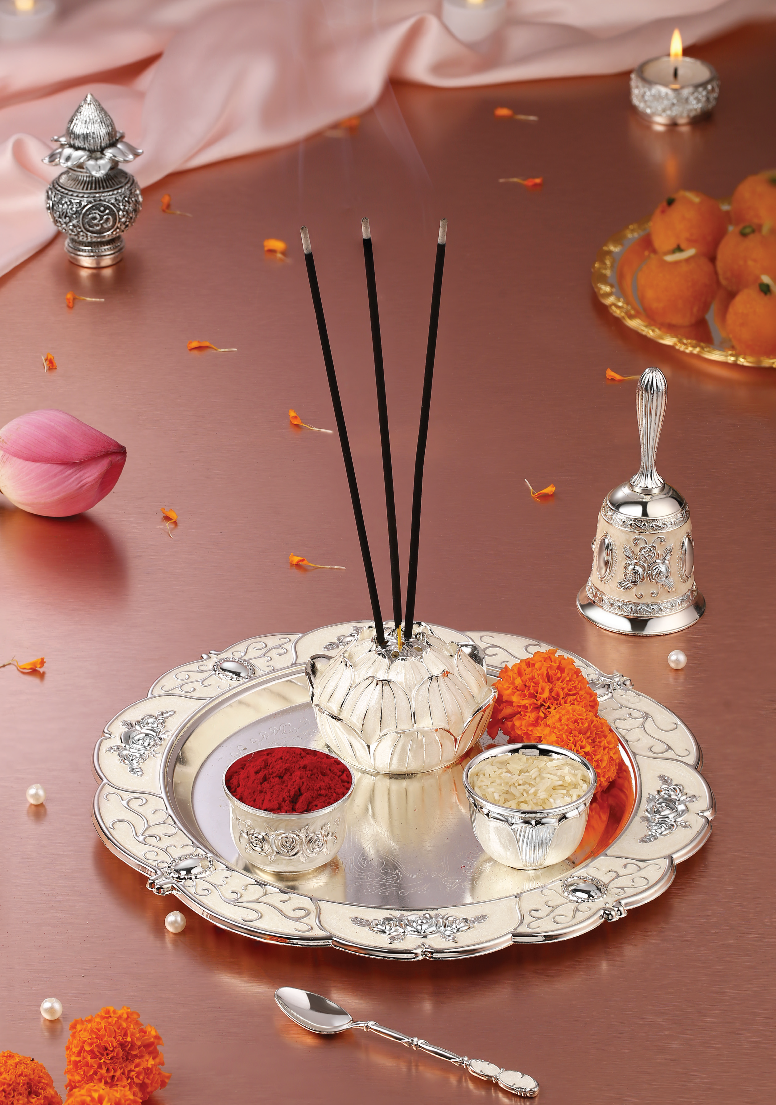 Pastel Puja Thali (White)