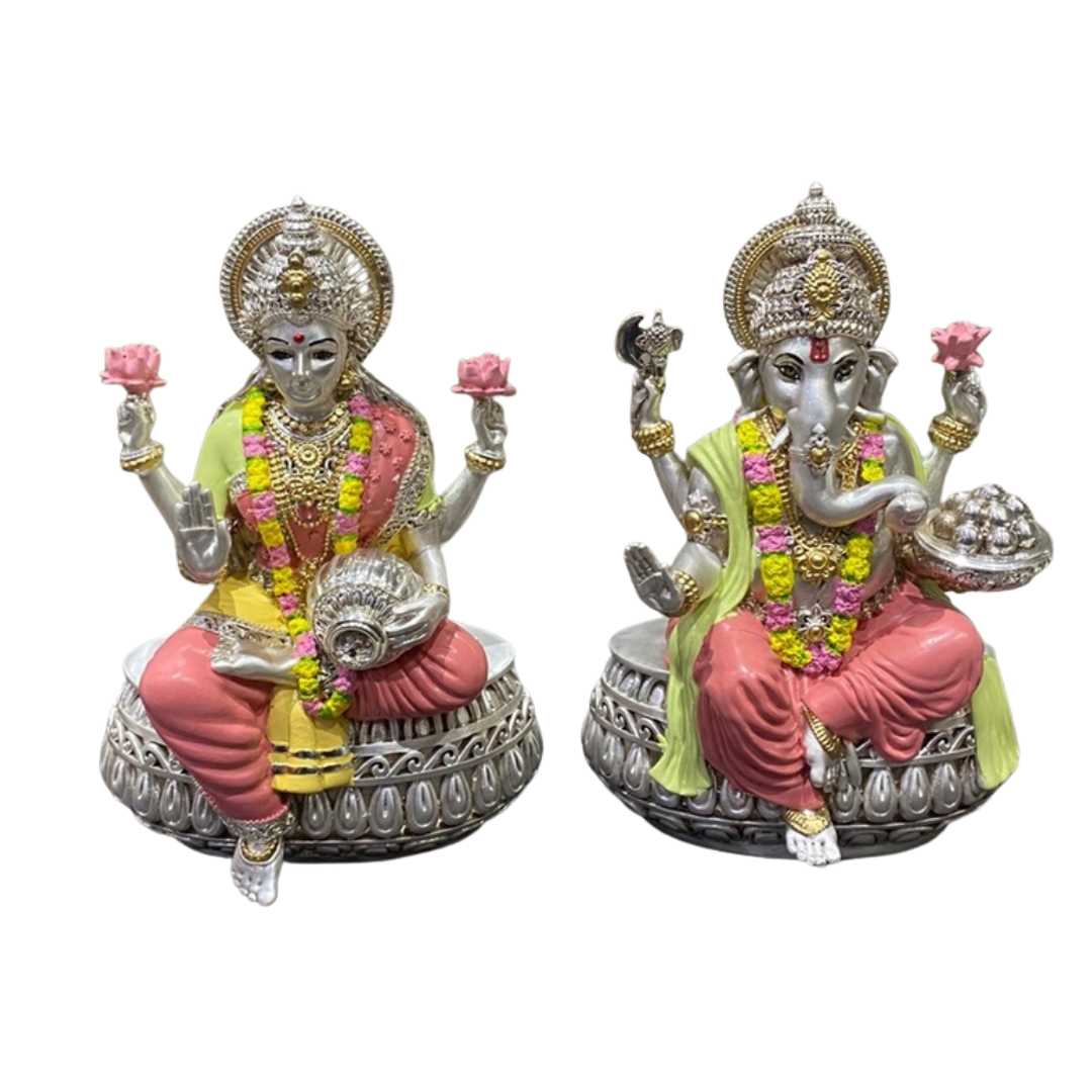 Oval Chowki Laxmi Ganesha (H-19.5 Cm)
