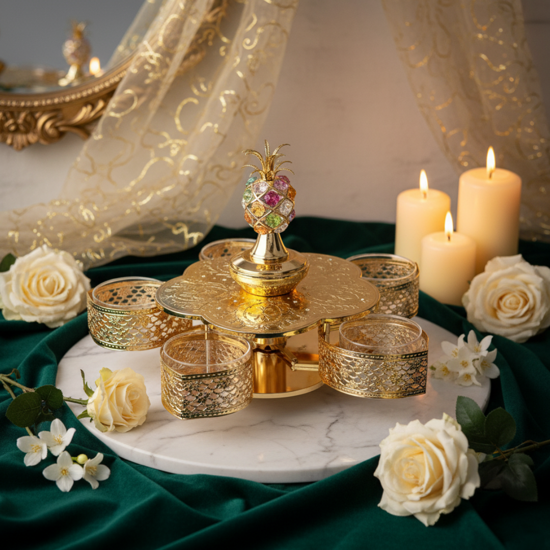 Pineapple 5 Candy Bowls Golden Col.