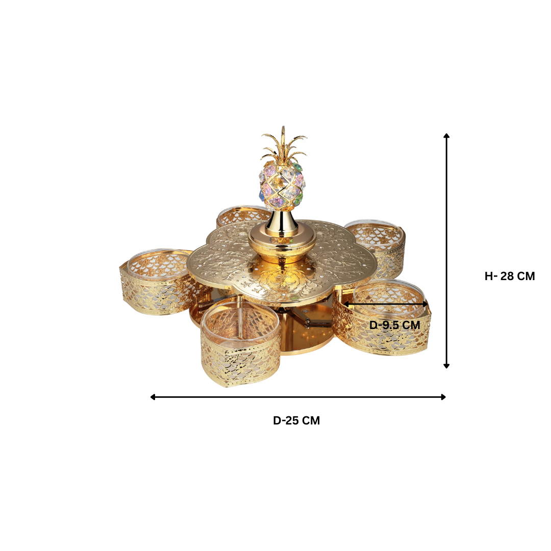 Pineapple 5 Candy Bowls Golden Col.