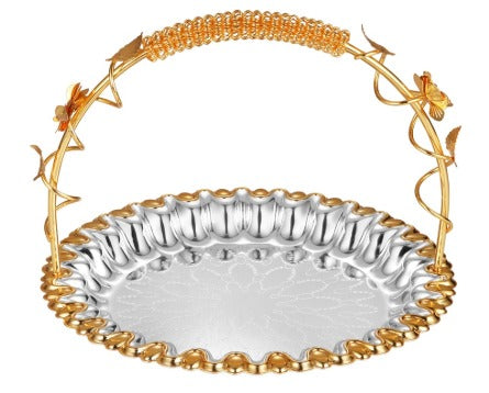 Flower Design Round Basket with Movable Handle