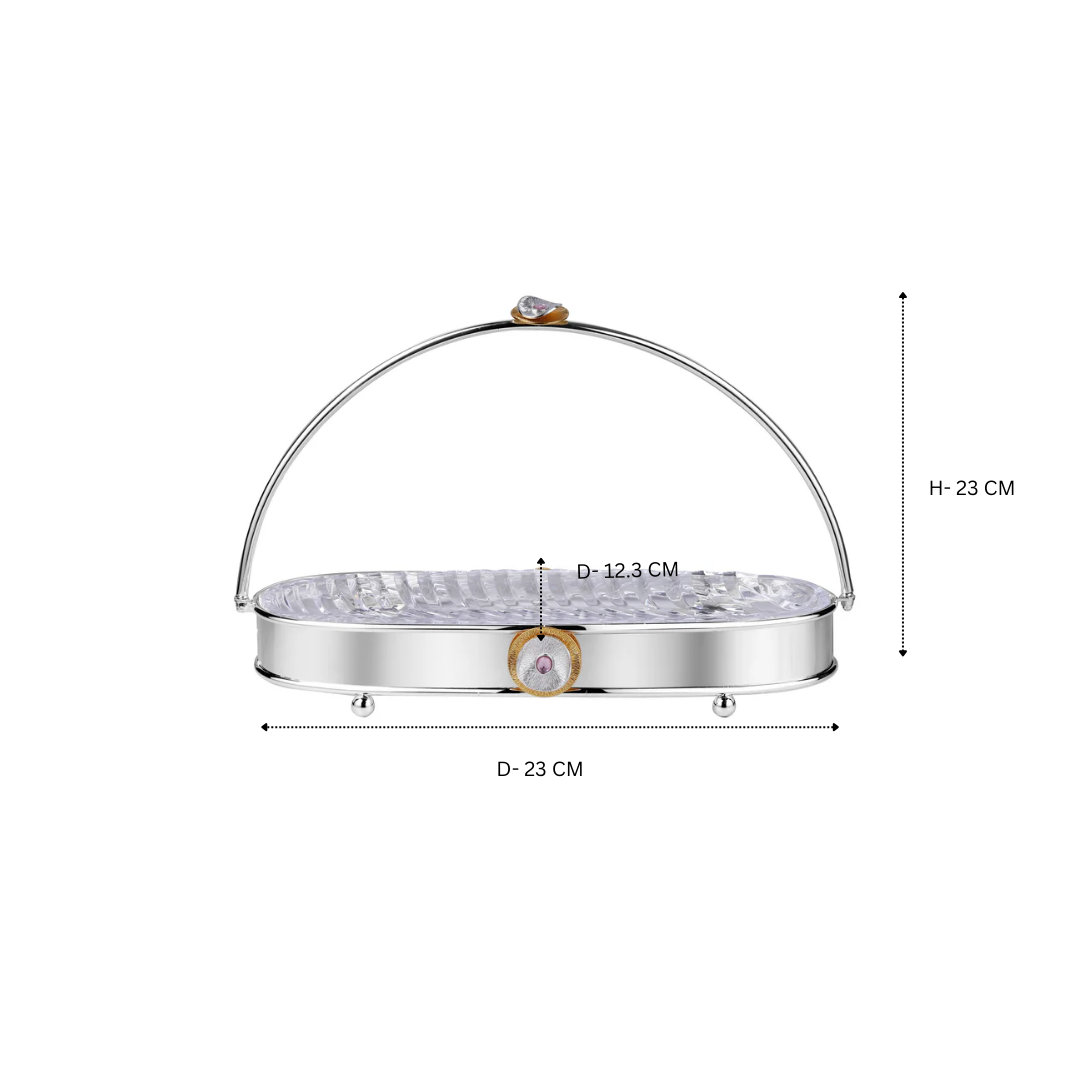 Regal Treasure Oval Handle Glass Tray Dual Tone Small