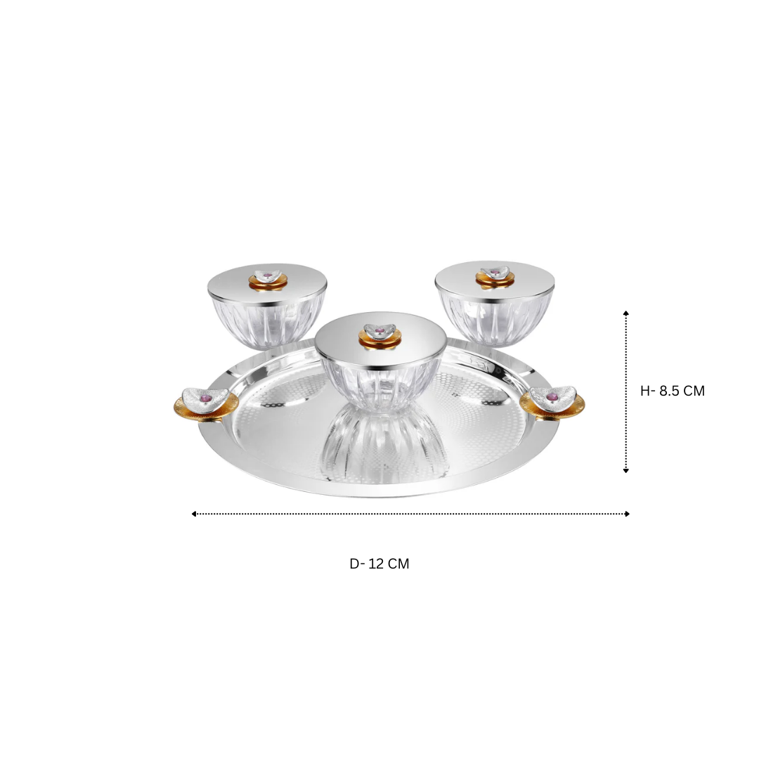 Regal Treasure Set of 3 Lids Bowls with Dual Blossom Tray Dual Tone