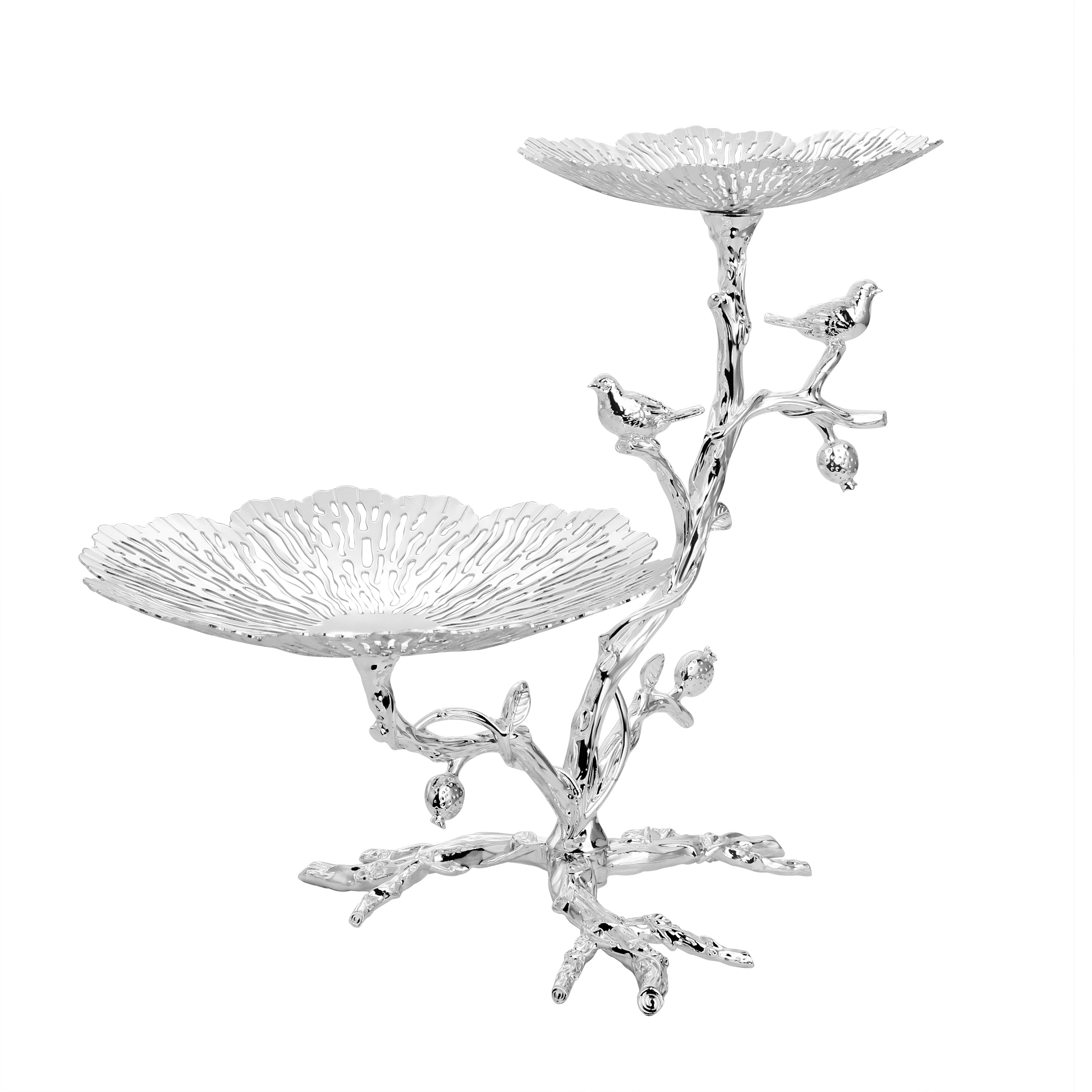 Twin Server on tree with birds Sil.Col.