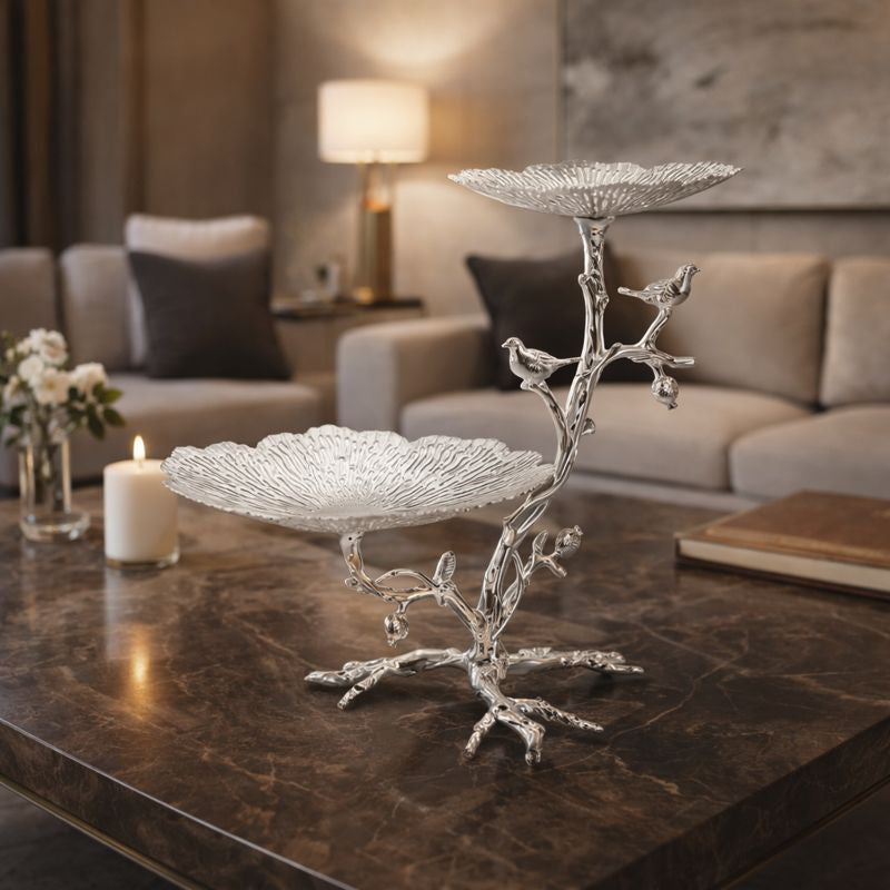 Twin Server on tree with birds Sil.Col.