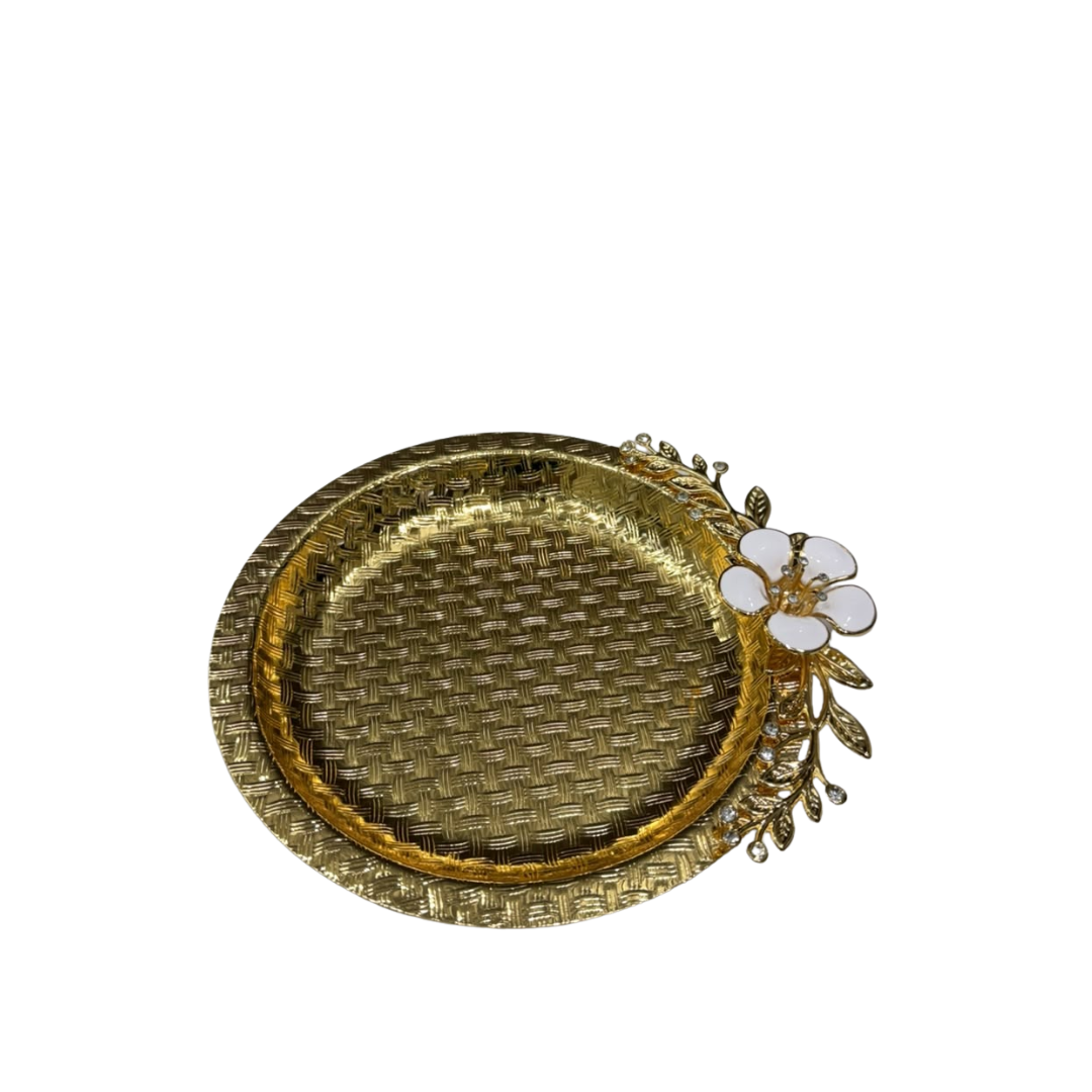 Flower Round Server Golden