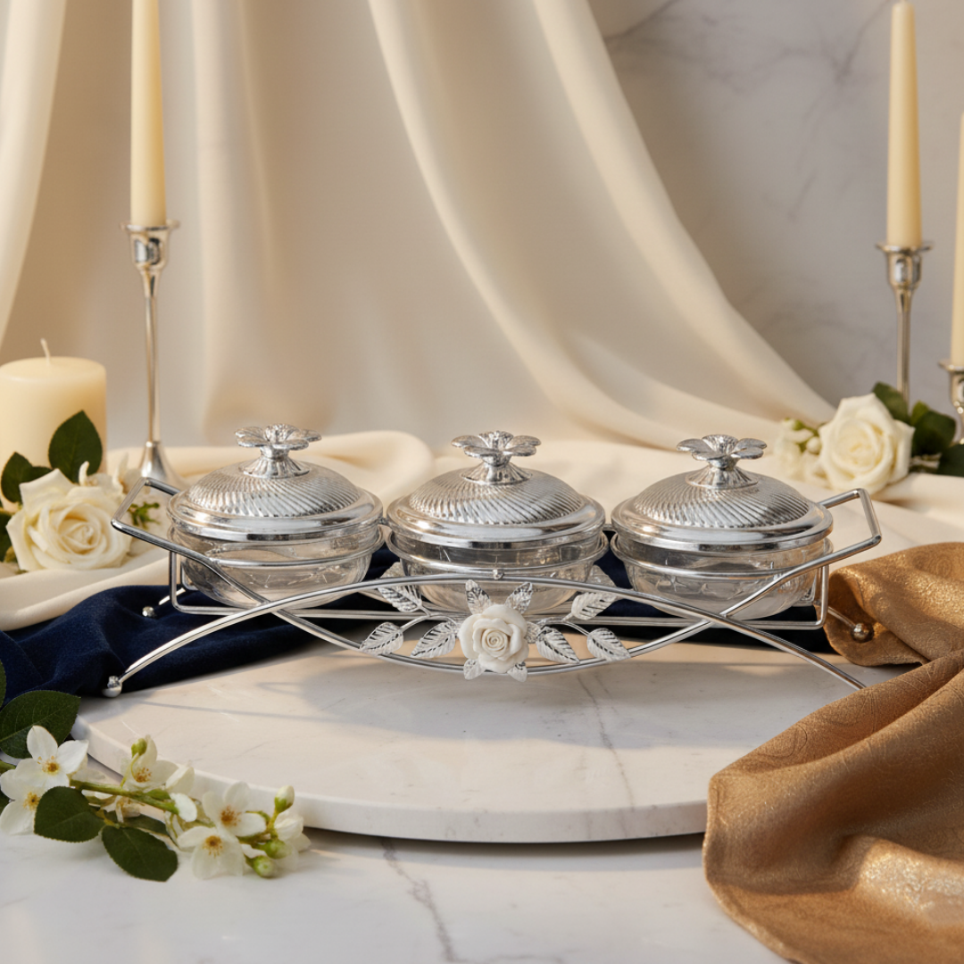 3 in 1 Serving Bowls with Lid White