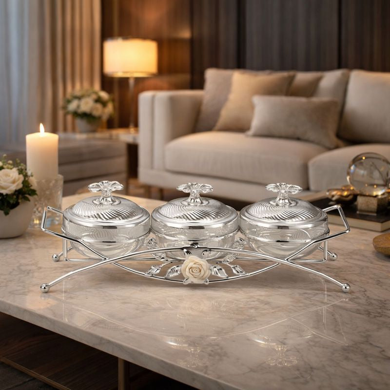 3 in 1 Serving Bowls with Lid White