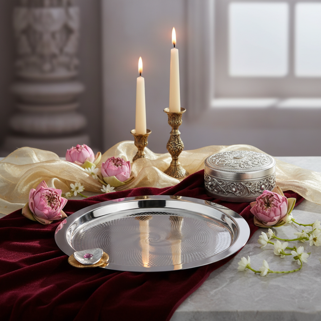Regal Treasure Blossom Tray Round Dual Tone