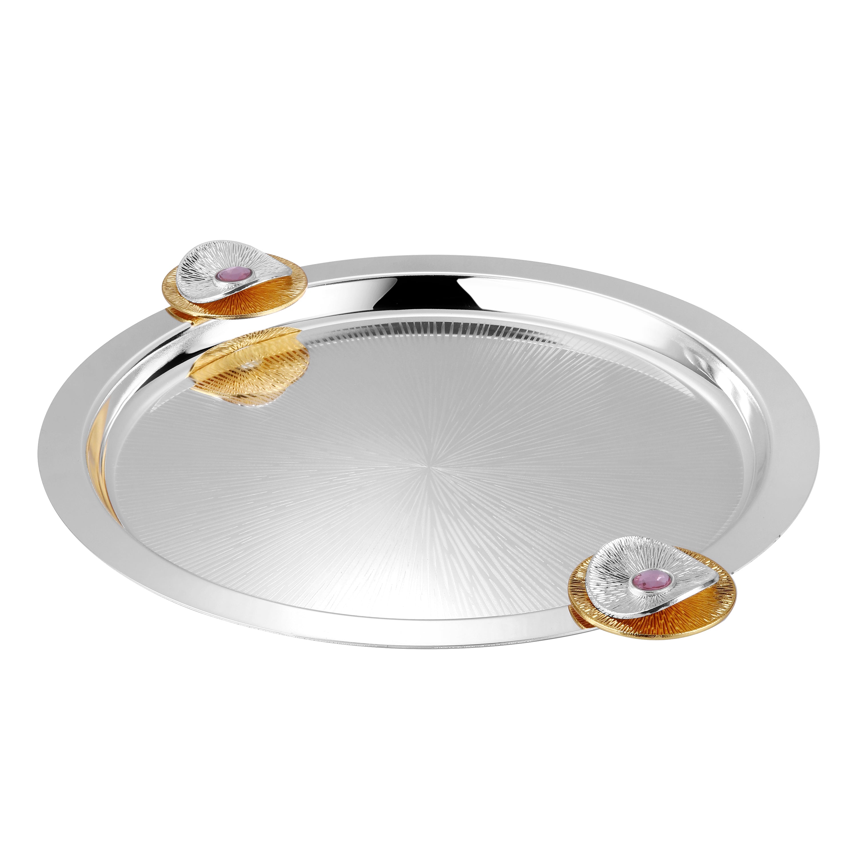 Regal Treasure Dual Blossom Tray Round Dual Tone