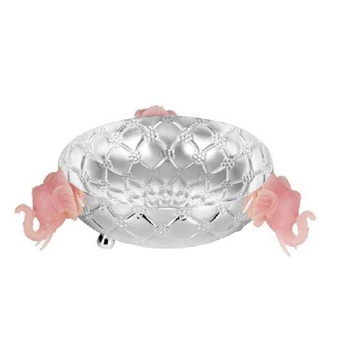 Urli with 3 Elephant Heads Pink Large