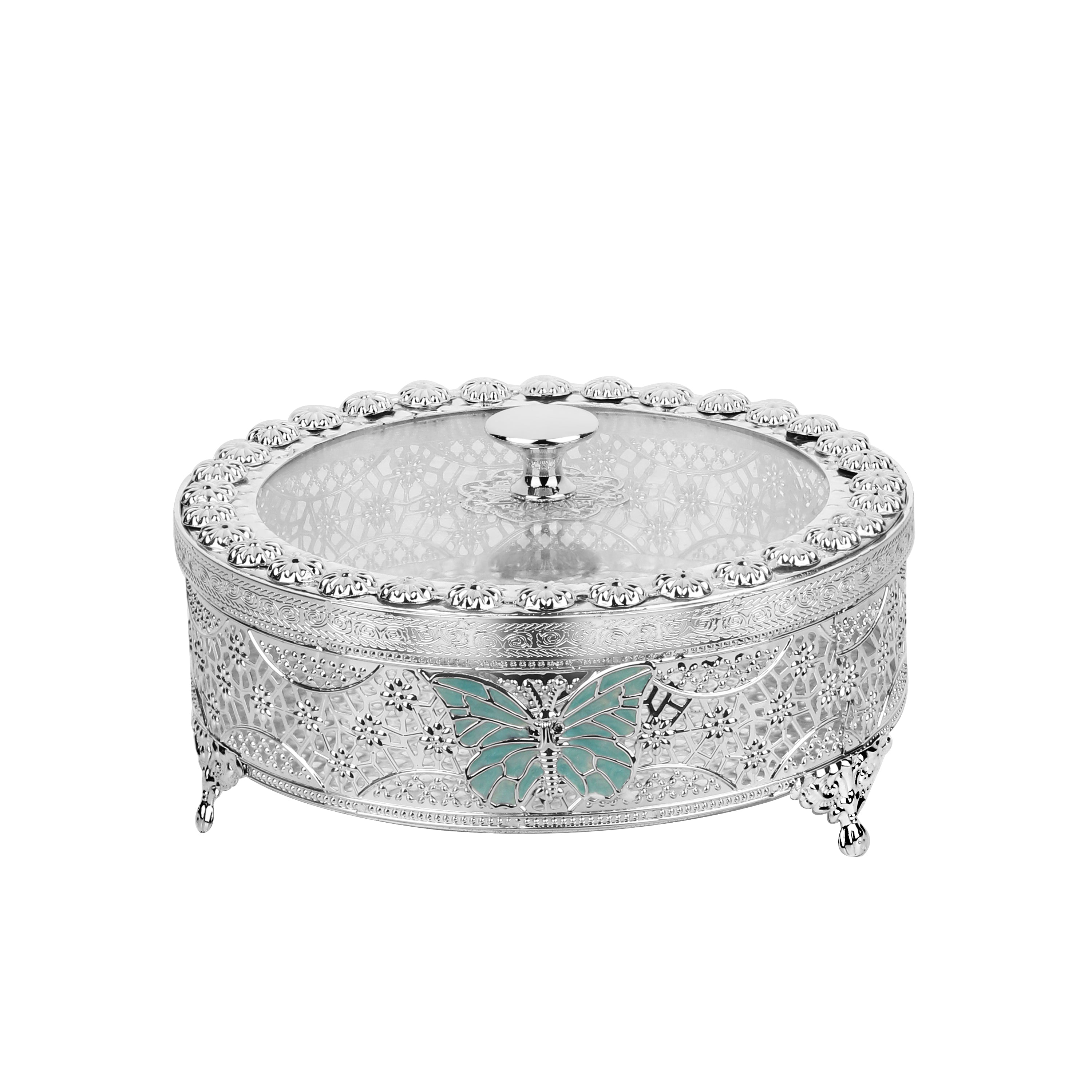 Butterfly Round Laddu Box Blue