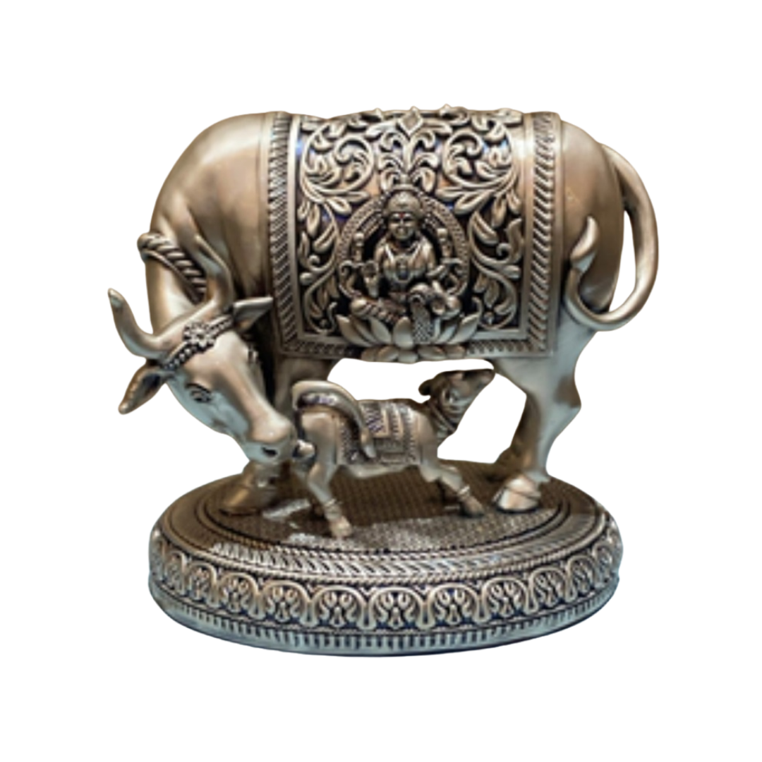 Laxmi on Kamdhenu Cow Silver Medium