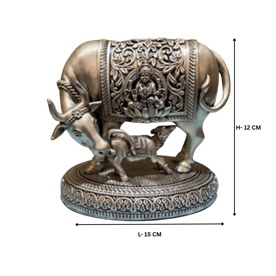 Laxmi on Kamdhenu Cow Silver Medium