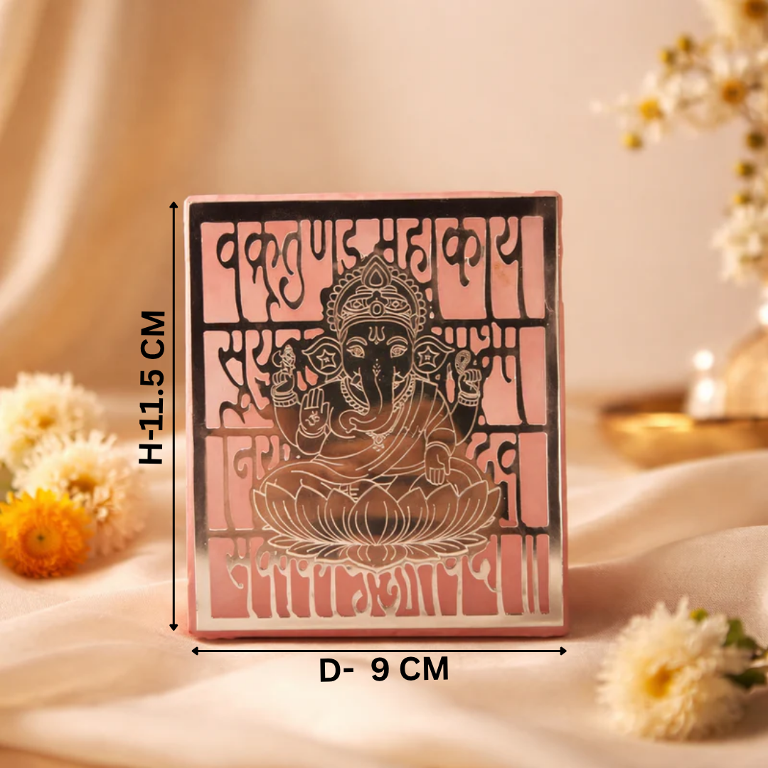 Ganesha Mantra Pink Marble Frame