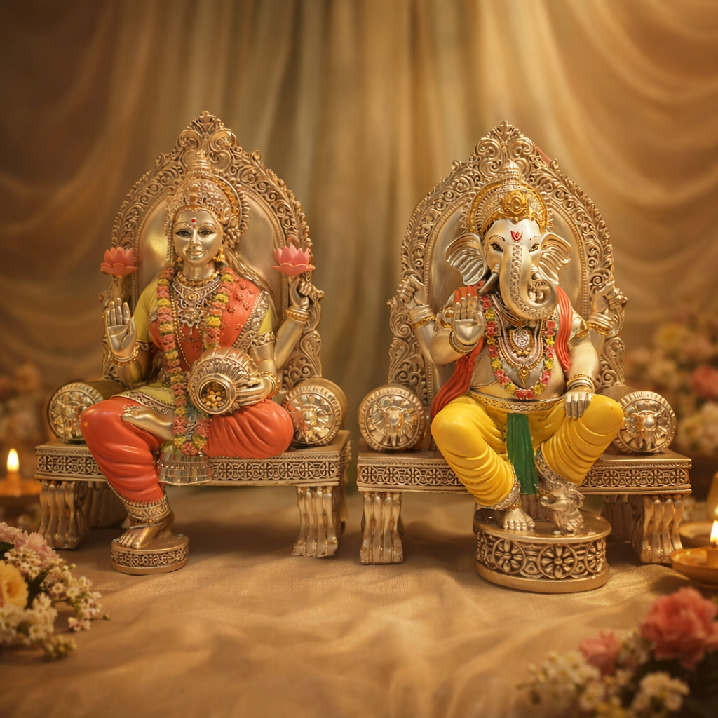 Padma singahasan Laxmi Ganesha (H-20cm)