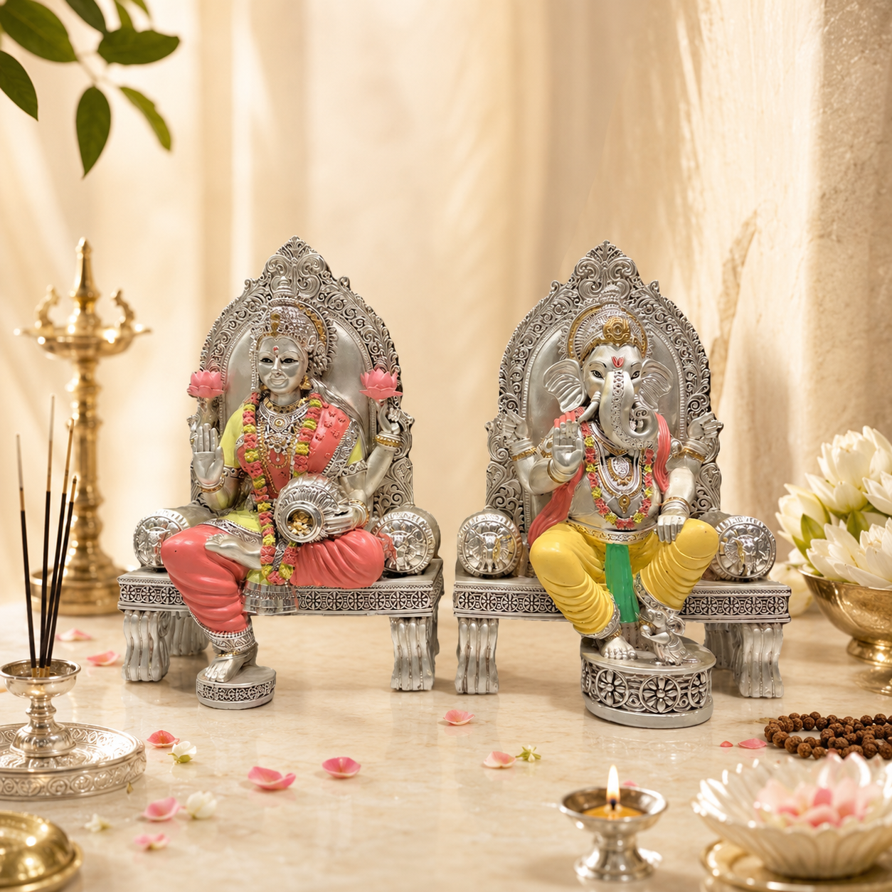 Lakshmi Ganesh Singhasan Idol Set