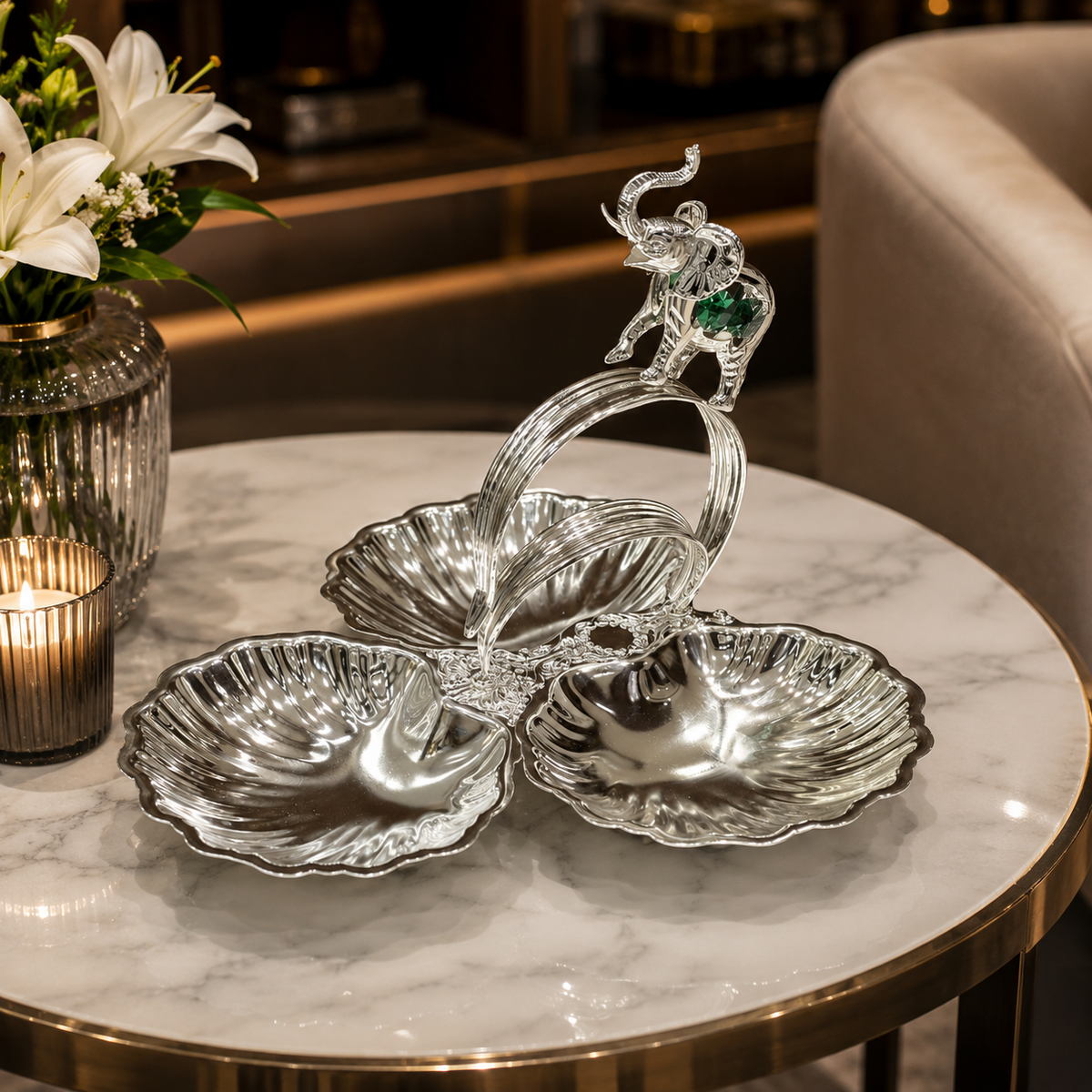 Elephant Swarovski with 3 Serving