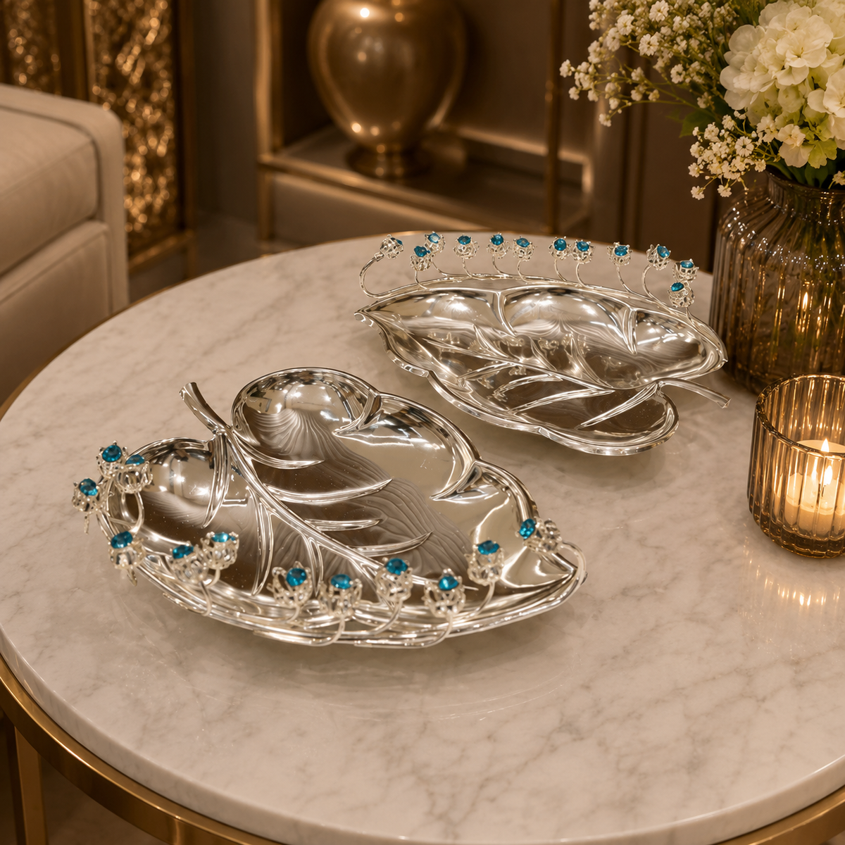New Swarovski Set of 2 Platter