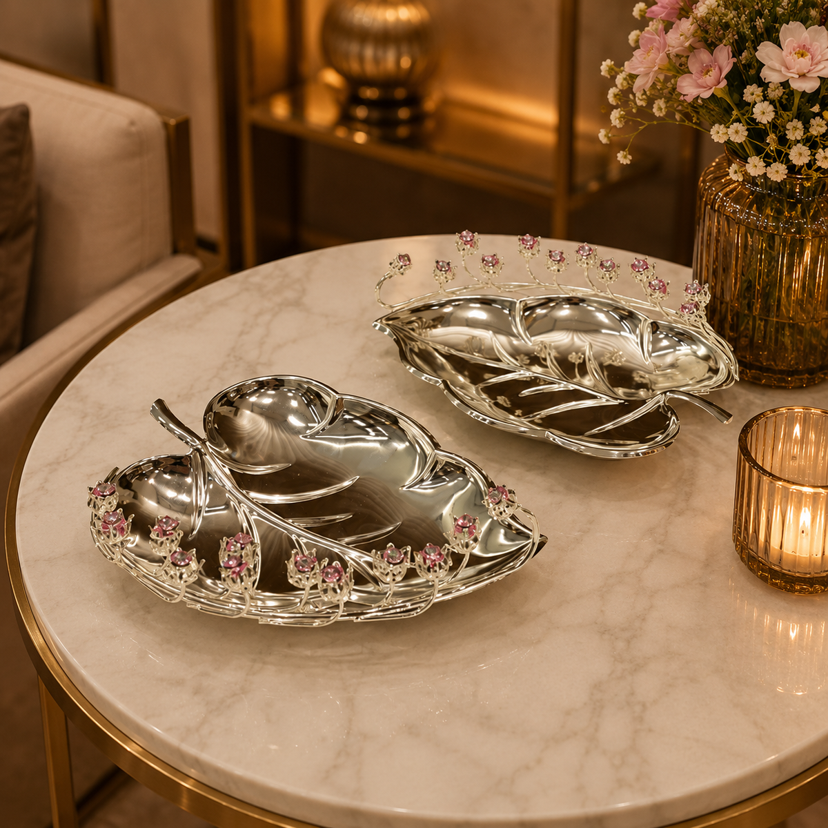 New Swarovski Set of 2 Platter