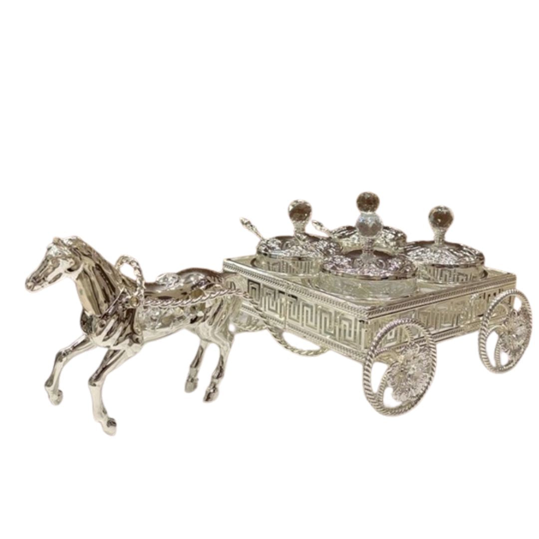 Designer Horse Cart With 4 Dry Fruit Jars