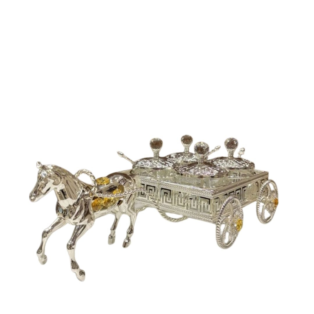 Designer Horse Cart With 4 Dry Fruit Jars