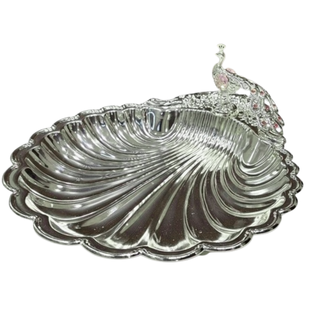 Sea Shell Platter With peacock Medium