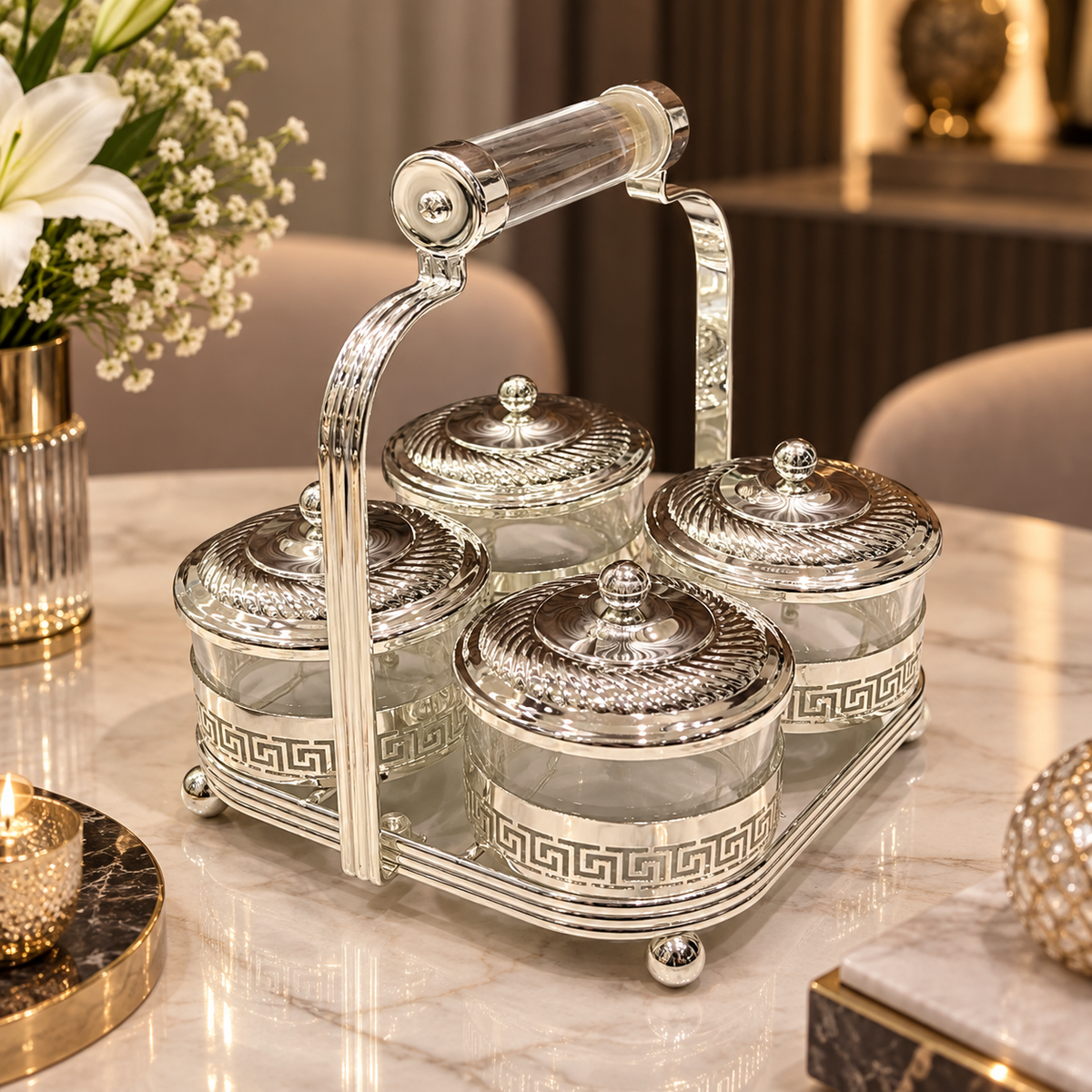 Set of 4 Regal Nut Treasure