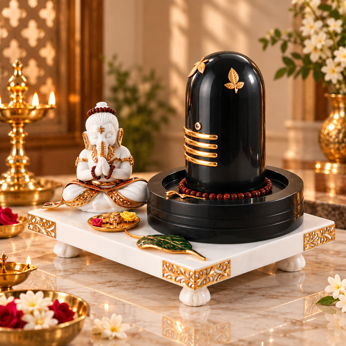 Divine Shivling with Ganesha