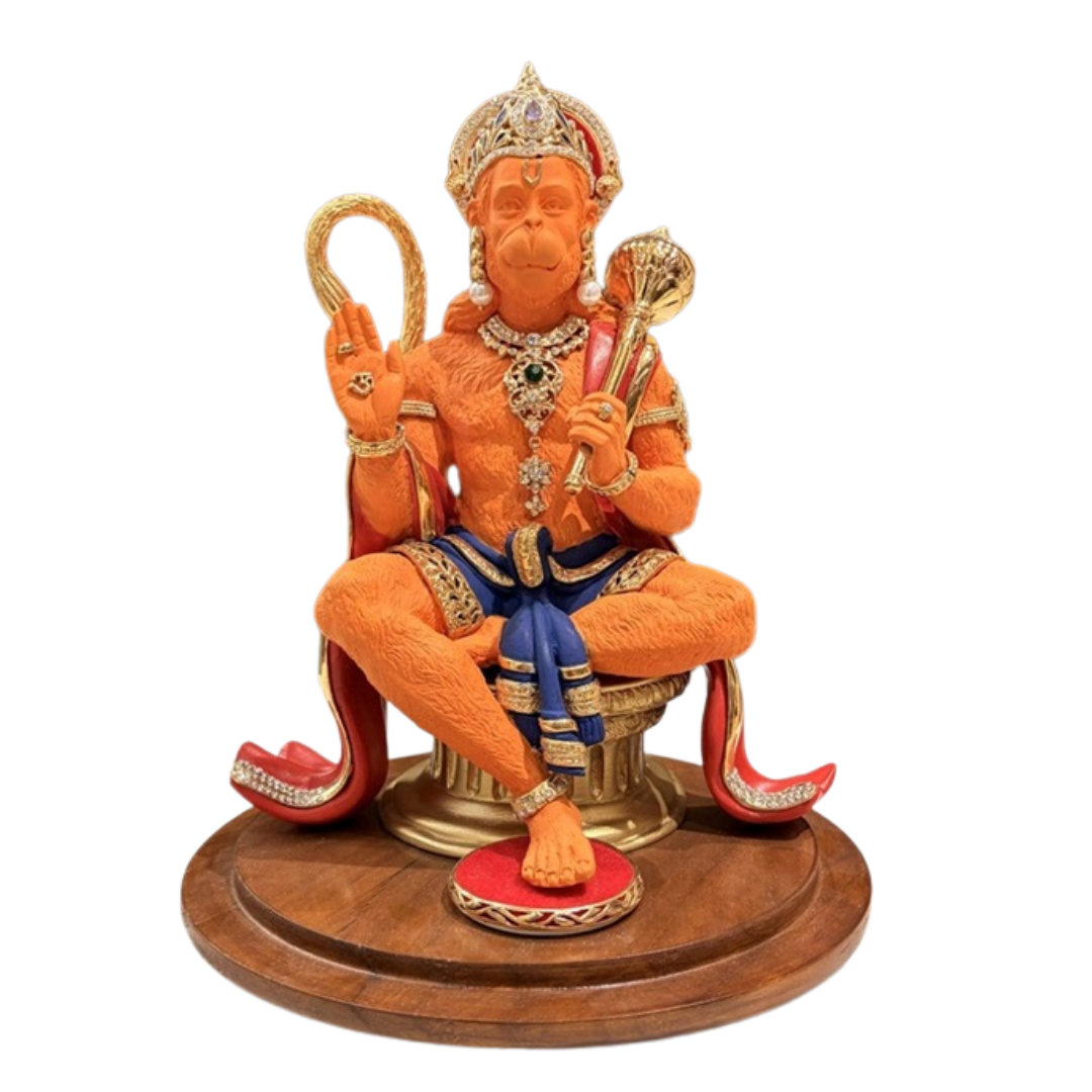 Divine Ashirvad Hanuman on Wooden Base