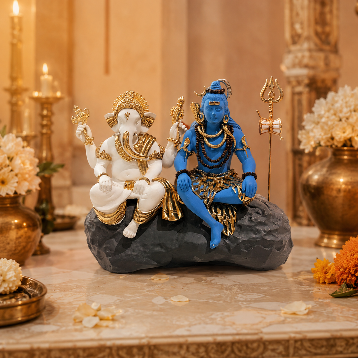 Divine Shiv Ganesha Sitting on Rock