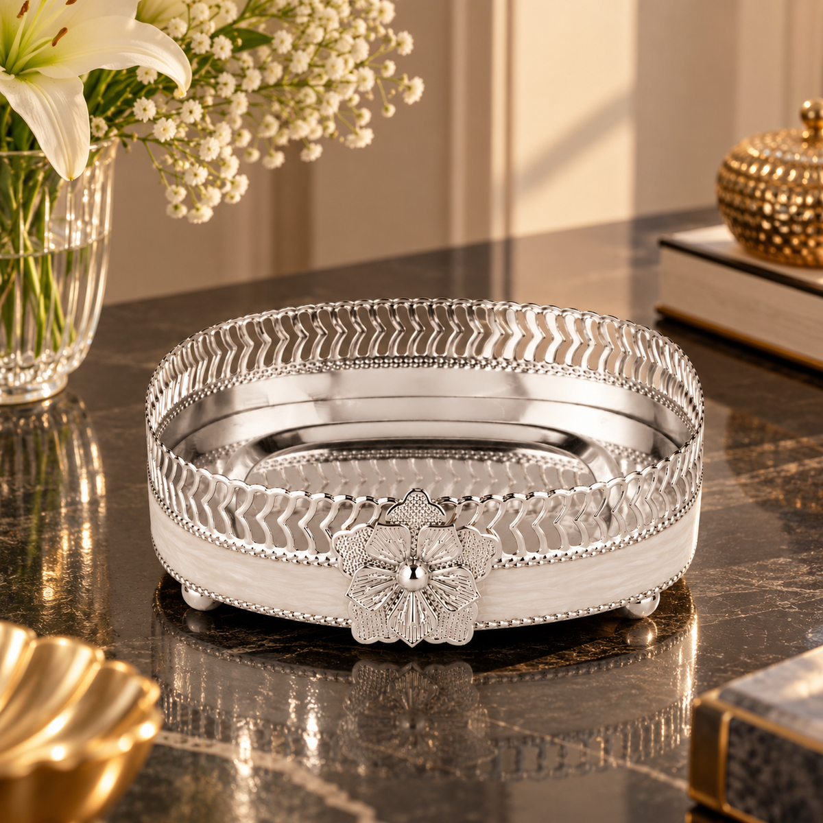 Majestic Bloom Square Tray