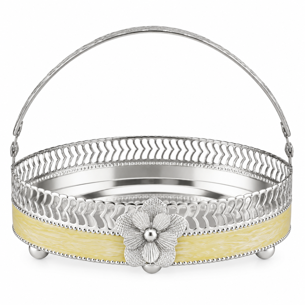 Majestic Bloom Oval Tray with Handle