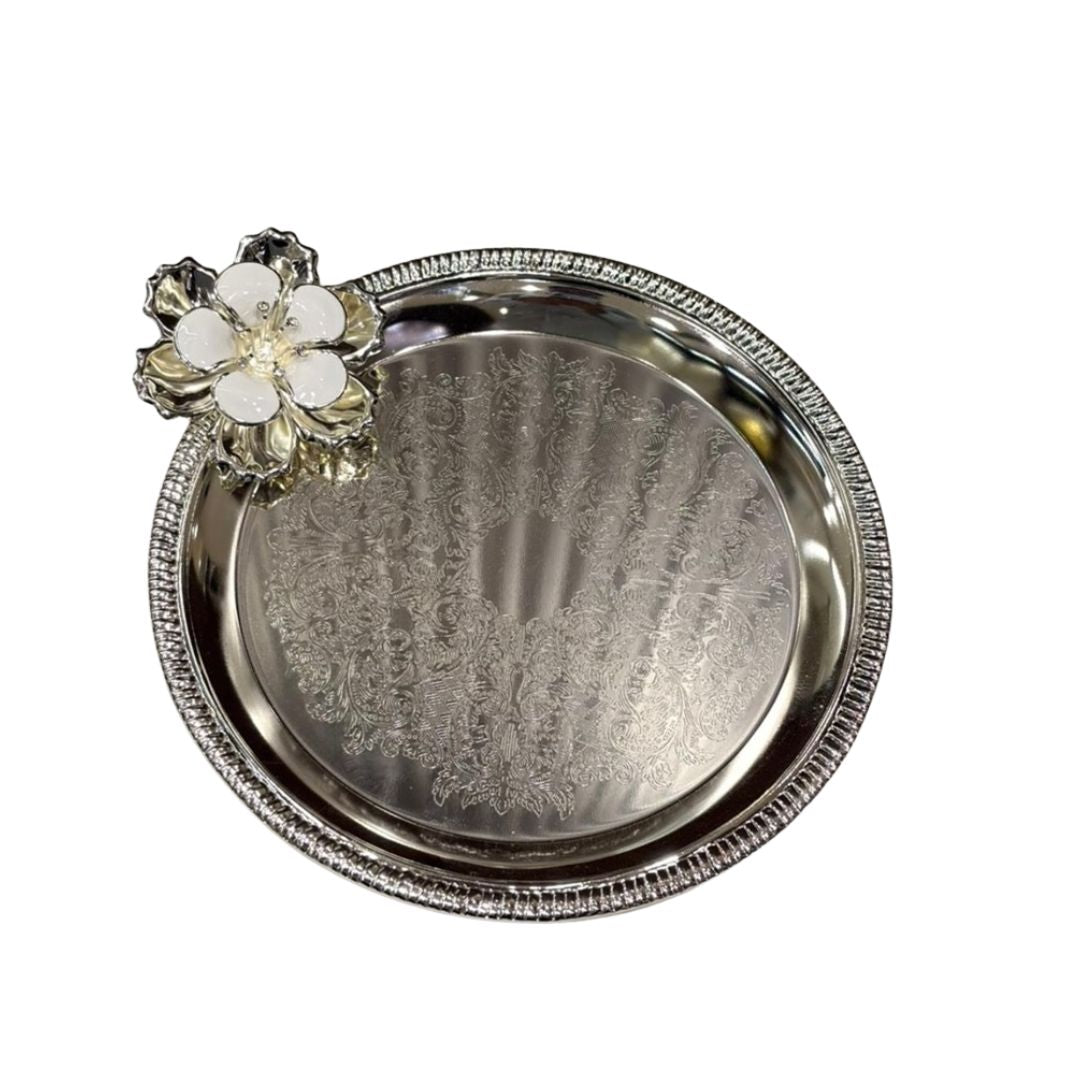 Round Tray With Flower