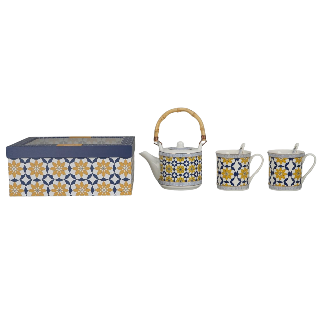 Royal Bloom 2 pcs Mugs with Kettle & Spoon