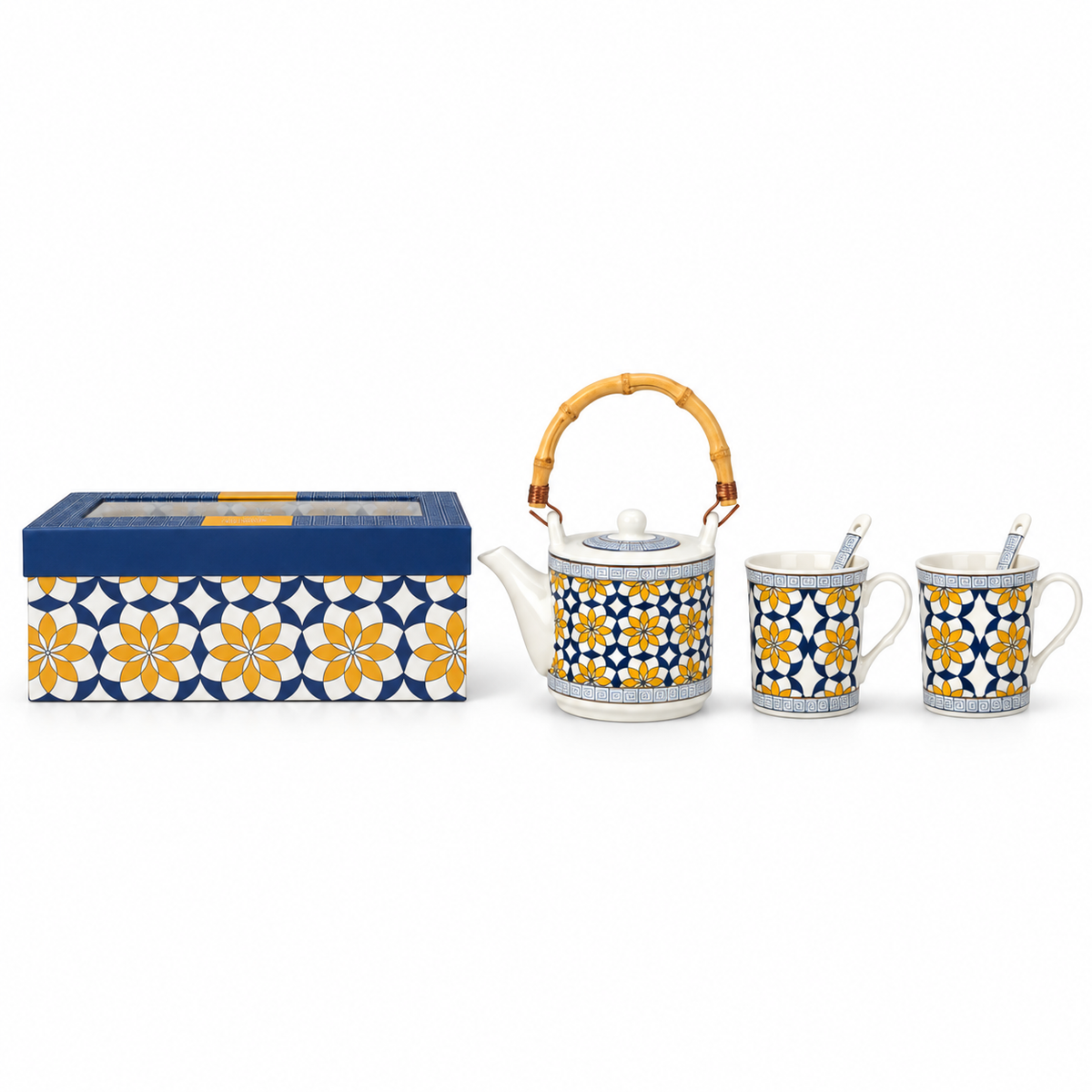 Royal Bloom 2 pcs Mugs with Kettle & Spoon